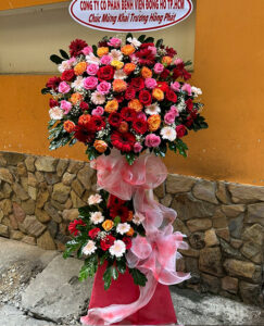 Lẵng hoa khai trương tt Ba Tri Bến Tre